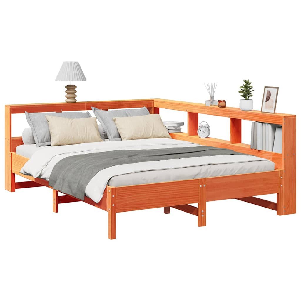 vidaXL Bett Massivholzbett mit Regal ohne günstig online kaufen