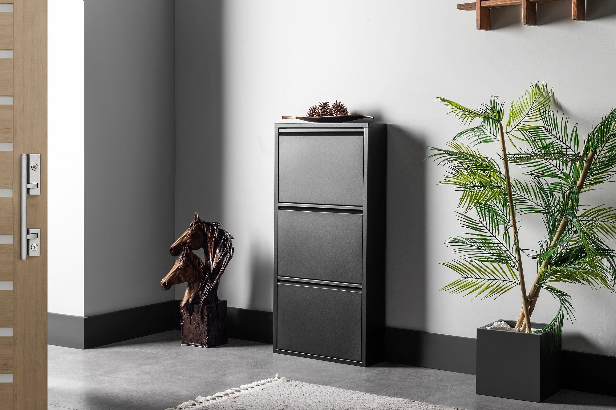 gowoll Schuhschrank Schmal Schuhregal Metall Schuhkipper mit Magnet Klappen günstig online kaufen