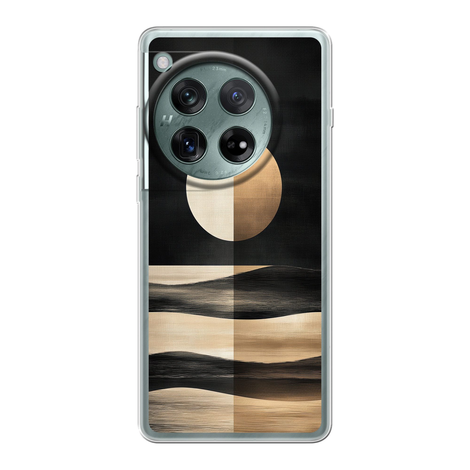 MuchoWow Handyhülle für OnePlus 12 Mond - Kreis - Gold, Handy Case, Silikon, Bumper Case Dünn