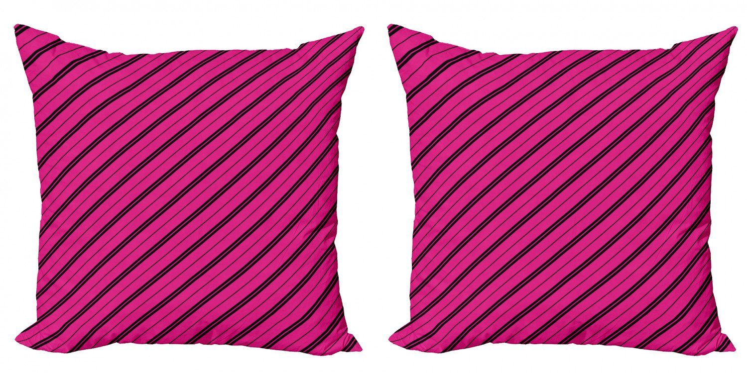 Kissenbezüge Modern Accent Doppelseitiger Digitaldruck, Abakuhaus (2 Stück), Hot Pink Diagonale Linien Moderne