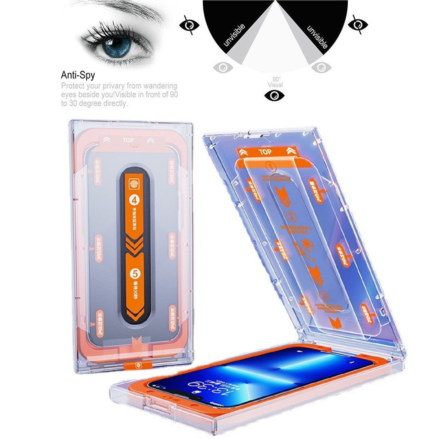 Protectorking Schutzfolie 1x Blickschutz MagicBox 9H Panzerhartglas für iPhone 14 Pro Max 3D, (1-Stück), echtes Tempered 9H Panzerhartglas schutzglas 3D-KLAR Screen Protector