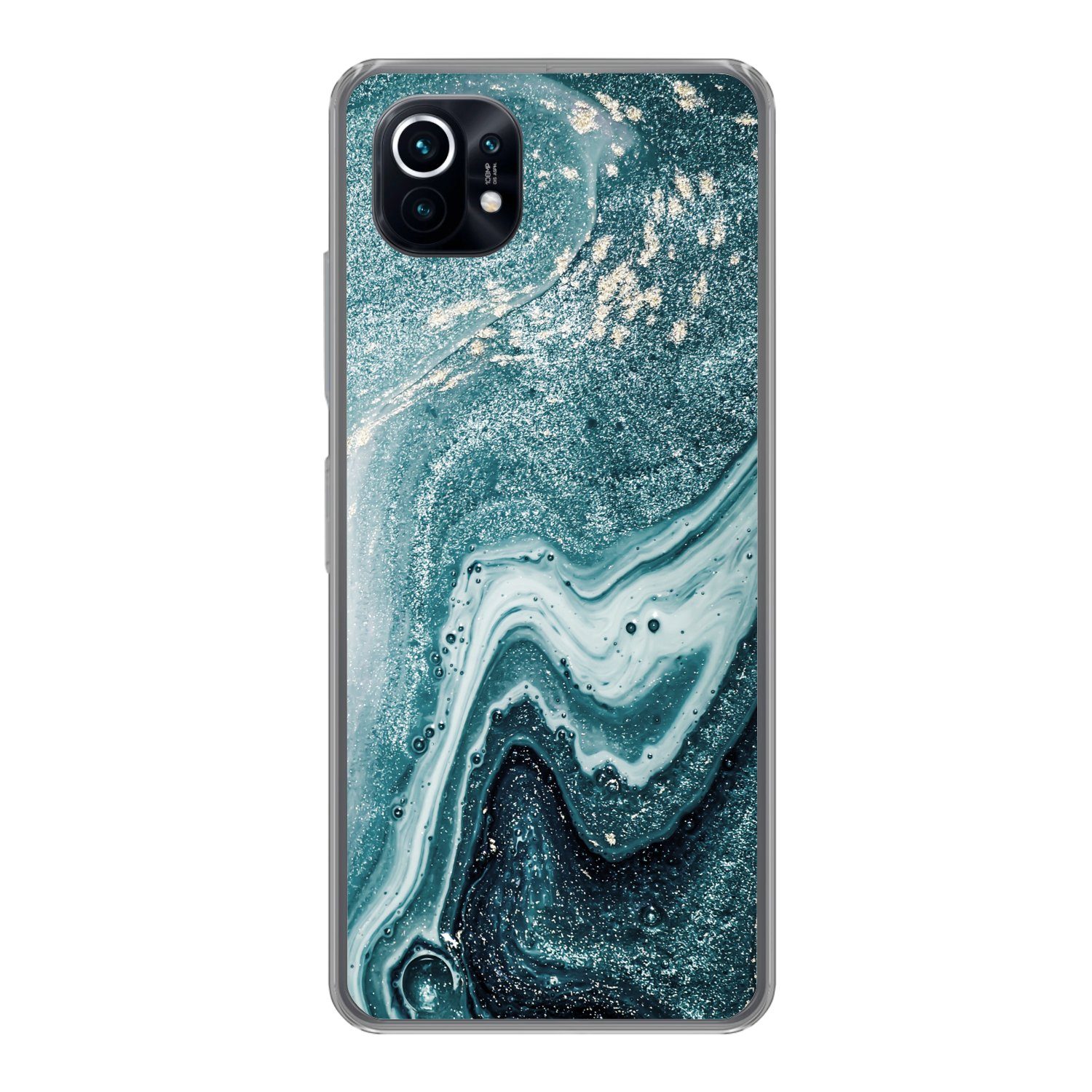 MuchoWow Handyhülle für Xiaomi Mi 11 Edelsteine - Blau - Natur - Marmor - Abstrakt, Phone Case, Silikon, Schutzhülle Dünn