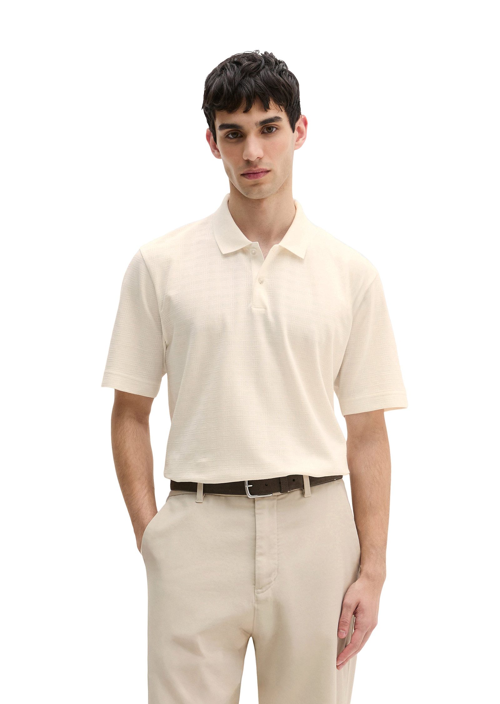 Marc O'Polo Poloshirt im strukturierten Karo-Jacquard