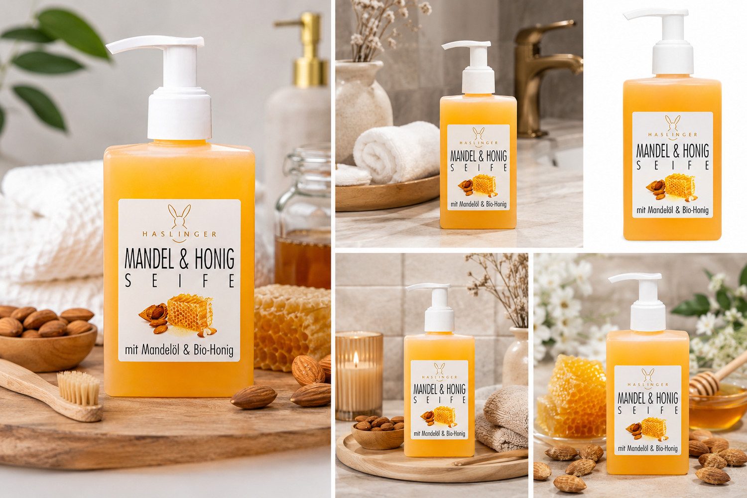 Haslinger Flüssigseife Mandel & Honig, 1-tlg., mit Spender 250 ml