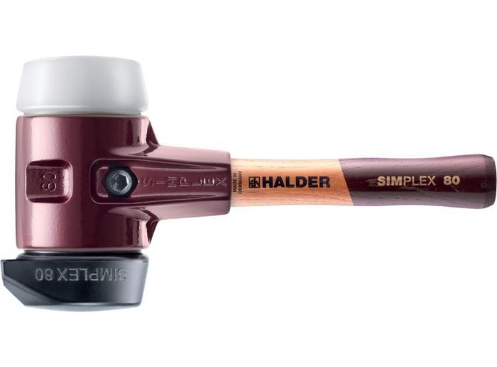 Halder KG Werkzeugset HALDER SIMPLEX Schonhammer Ø 80 mm Gummi / Superplastik mit Standfuß