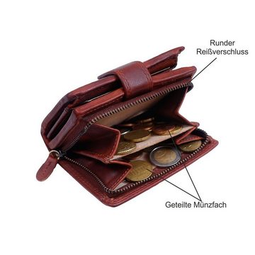 SHG Geldbörse Damen Leder Börse Portemonnaie Frauen Geldbeutel Portmonee Brieftasche, Münzfach, Reißverschluss, Kreditkartenfächer, RFID Schutz