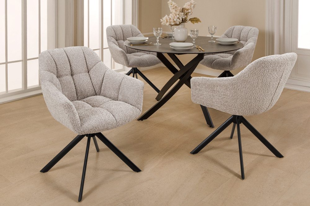 riess-ambiente Polsterstuhl PAPILLON greige / schwarz - Bürostuhl, Armlehne günstig online kaufen