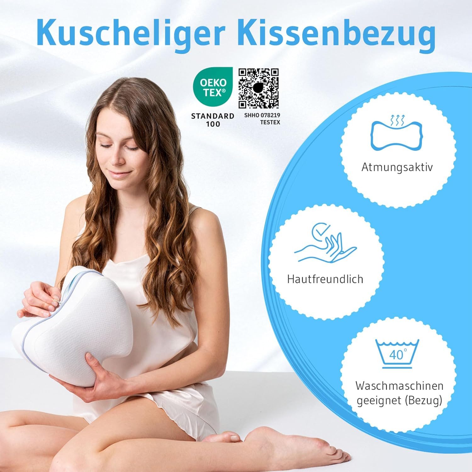 Third of Life Kniekissen Knie-Stützkissen für Seitenschläfer mit Memory Schaum, (1-St., Ergonomische Kniekissen für die Seitenlage von Third of Life), Unterstützt optimal eine gesunde Körperhaltung und die Wirbelsäule