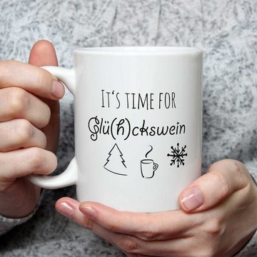 GRAVURZEILE Tasse Bedruckte Tasse mit Weihnachtsmotiv - Its time for Glühckswein, Glühwein Tasse als Geschenk für Freund Freundin