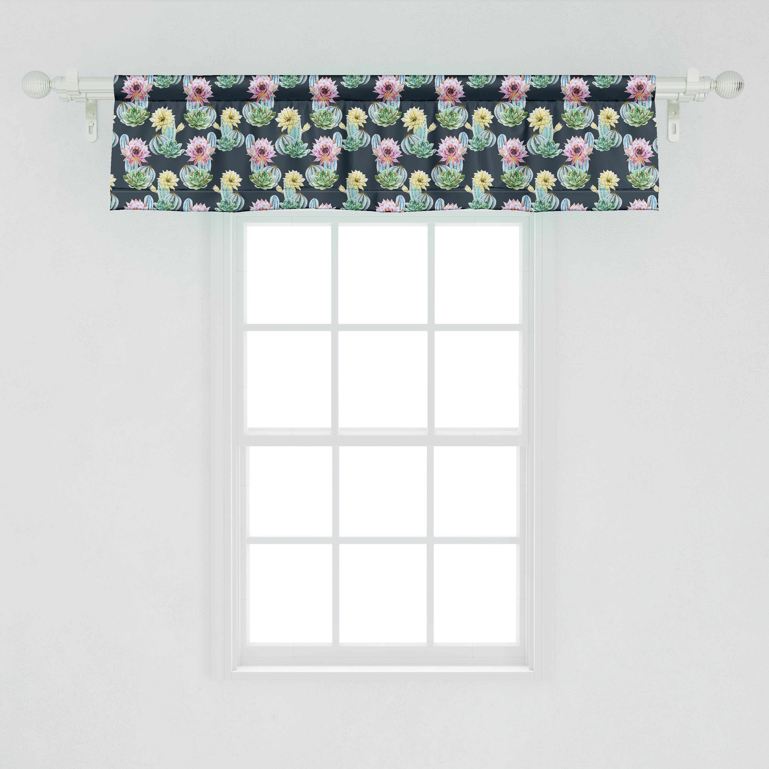 Scheibengardine Vorhang Volant Aquarell Kaktus Stangentasche, Küche Stil für Abakuhaus, Foliage Schlafzimmer Dekor Microfaser, mit