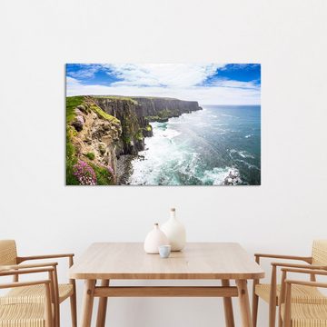 WallSpirit Leinwandbild "Atlantikküste" - moderner Kunstdruck - XXL Wandbild, Leinwandbild geeignet für alle Wohnbereiche