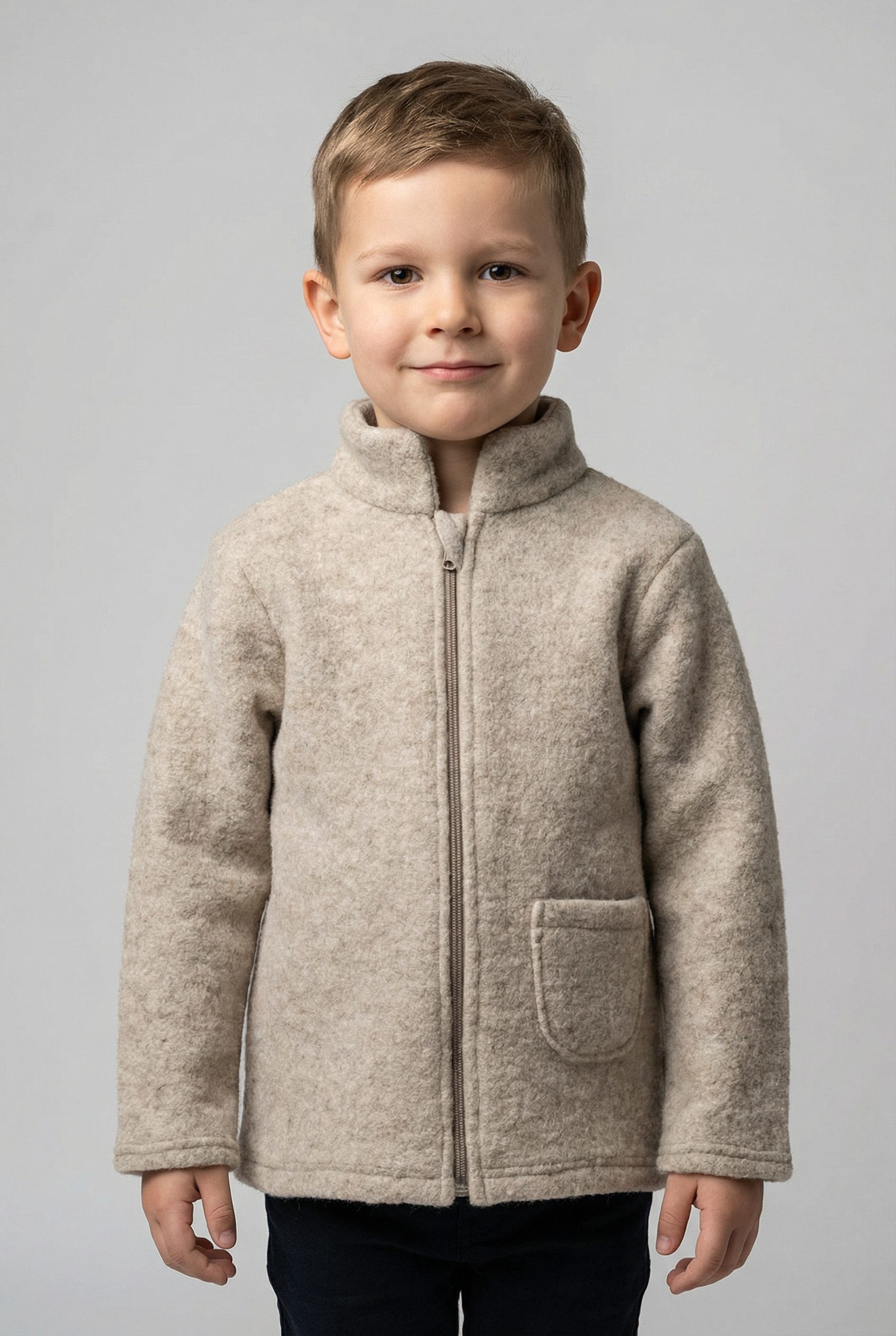 MAXIMO Fleecejacke aus Wolle, wärmend, atmungsaktiv, hoher Kragen, gefüttert