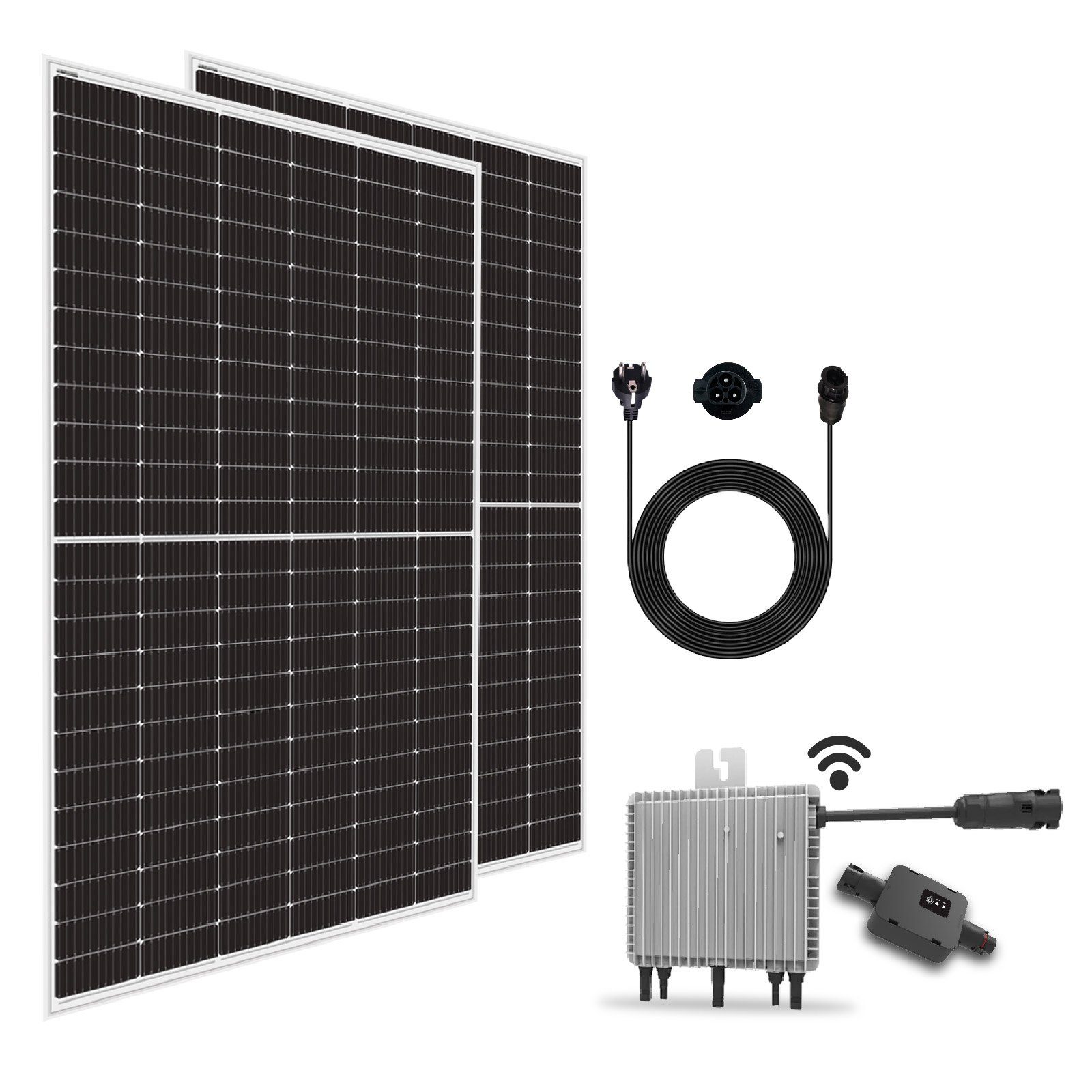 EPP.Solar Solaranlage 760W Balkonkraftwerk Komplettset inkl. 380W Silber Solarmodule, (Neu Generation Upgradefähiger 800W Deye WIFI Wechselrichter mit Relais), 10m Schuckostecker