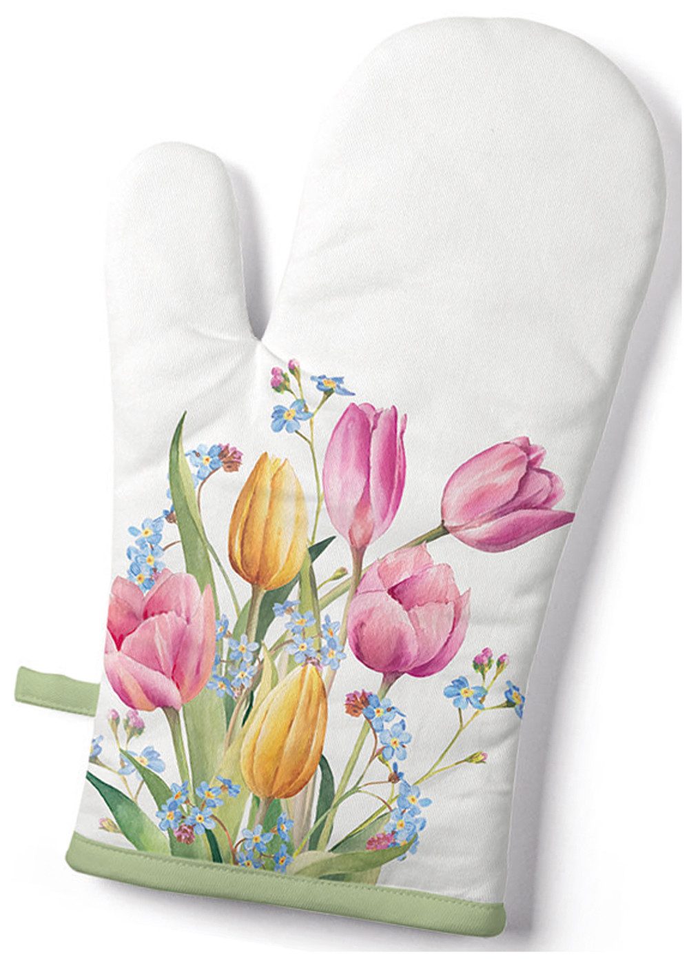 Ambiente® Topfhandschuhe Tulips bouquet, (1-tlg., 1-teilig), Ofenhandschuh wattiert Größe: ca.18x30cm