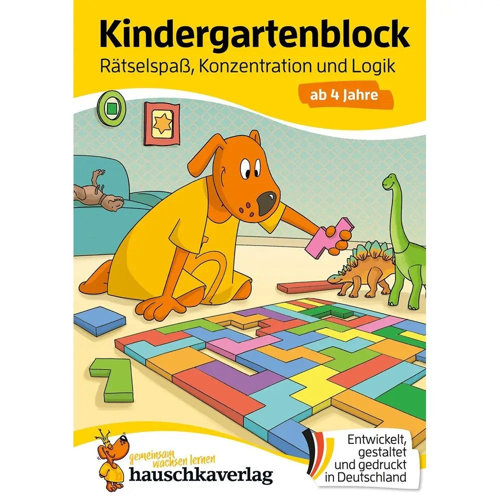 Hauschka Verlag Zeichenalbum Kindergartenblock ab 4 Jahre – Rätsel-Spaß, Konzentration und Lo