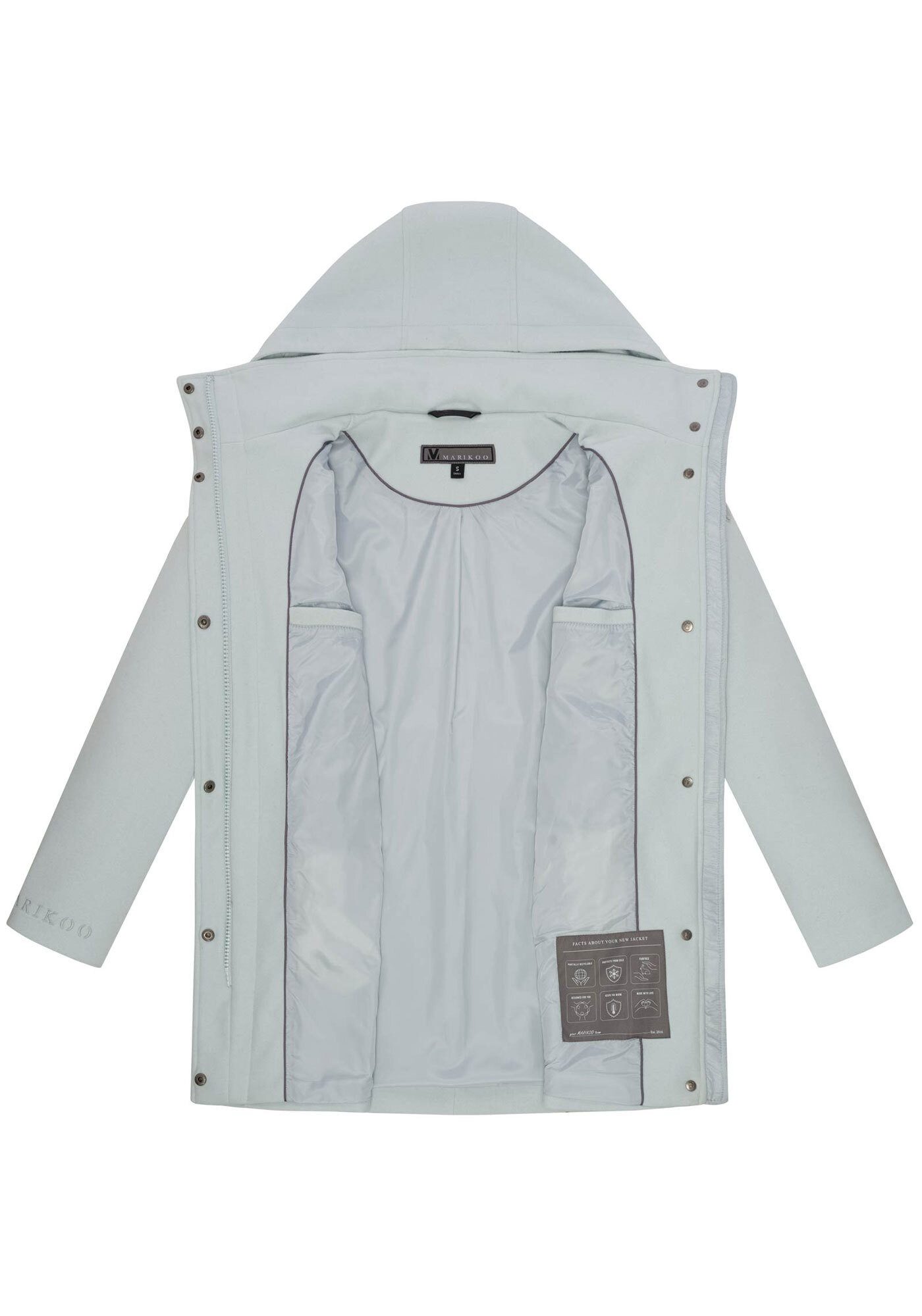Marikoo Kurzmantel Katalinaa Eleganter Wickel Mantel mit Taillengürtel und Oversized Hood Kapuze