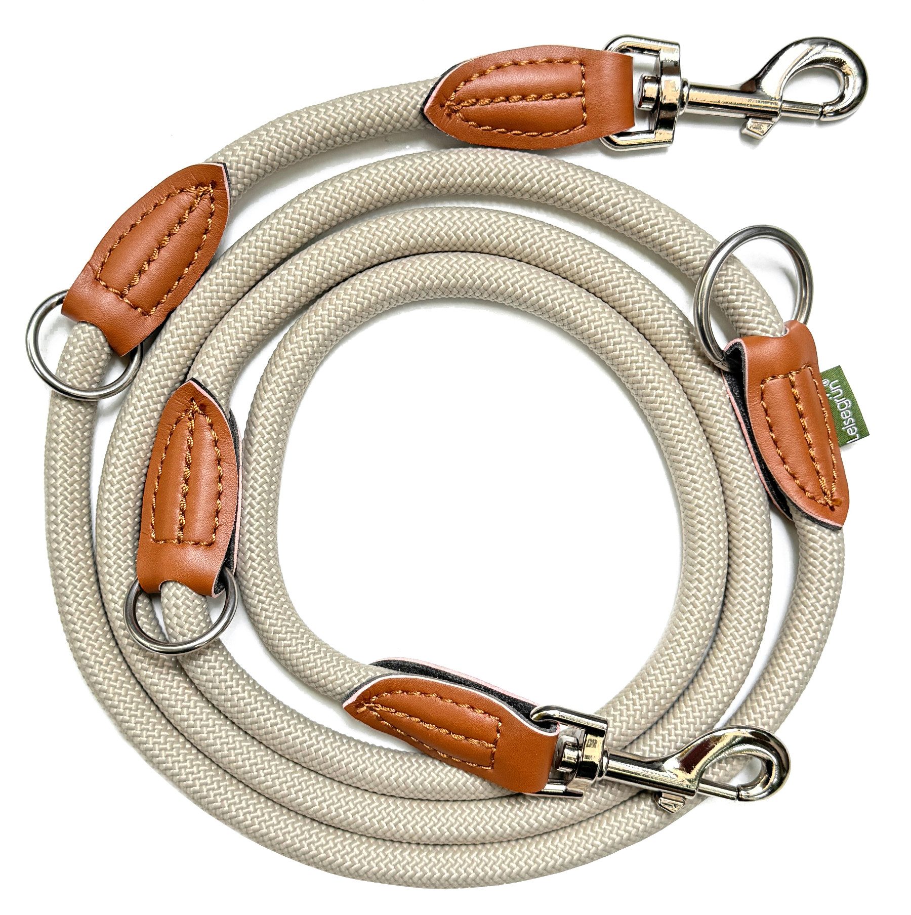 Leisegrün Hundeleine Hundeleine für große Hunde, nur 260g leicht, Hundeleine 2m - Sand, Nylon