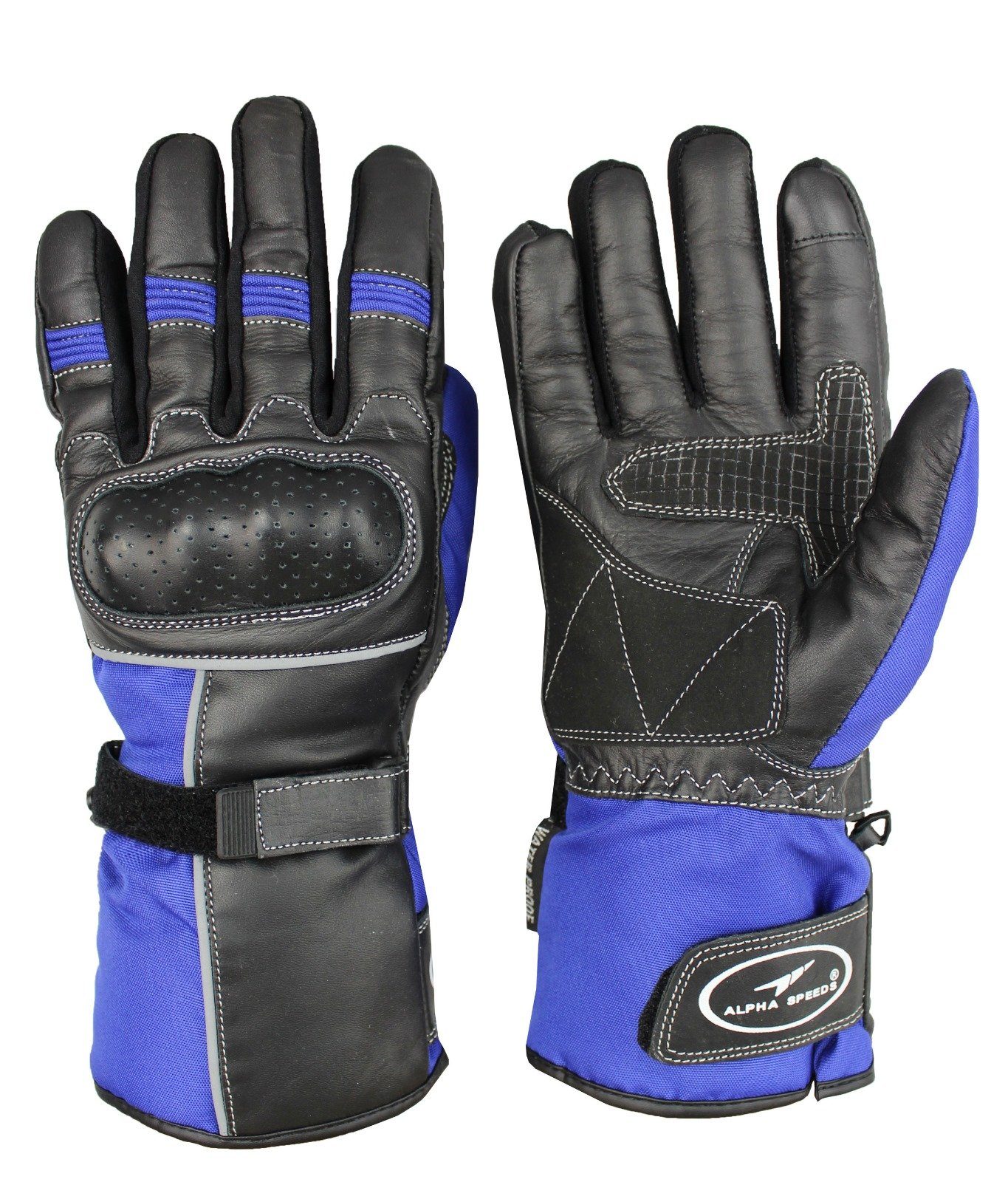 Motorradhandschuhe Atmungsaktiv Speeds Handschuhe Handschuhe für Funktion) Winter + Winddicht Custom Racing (Touchscreen Wasserdicht Reflektierende Blau Material + + Biker Alpha