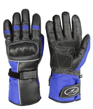 Alpha Speeds Motorradhandschuhe Biker Handschuhe Racing Custom Handschuhe für Winter Blau (Touchscreen Funktion) Wasserdicht + Winddicht + Atmungsaktiv + Reflektierende Material