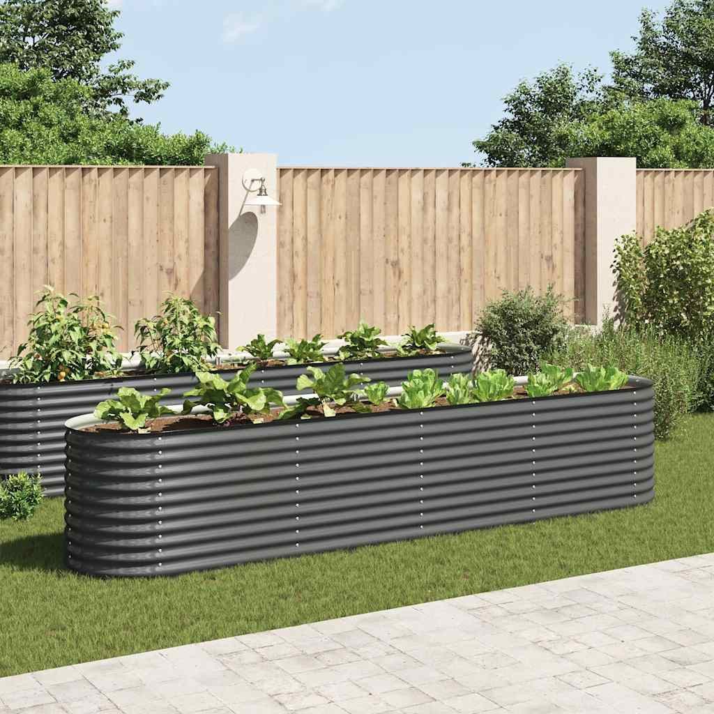 vidaXL Hochbeet Garten-Hochbeet 400 x 80 x 81 cm Verzinkter Stahl Grau (1 St)