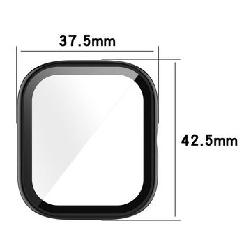 Wigento Smartwatch-Hülle Für Amazfit GTS4 Mini 2 in 1 Shockproof TPU Silikon Hülle Cover + H9 Hart Glas Schwarz