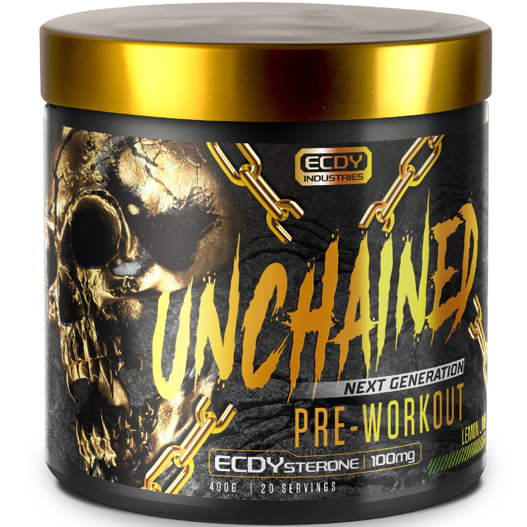 Unchained Pre Workout Booster mit Koffein & Ecdysterone 400g Pump & Energy Pulver