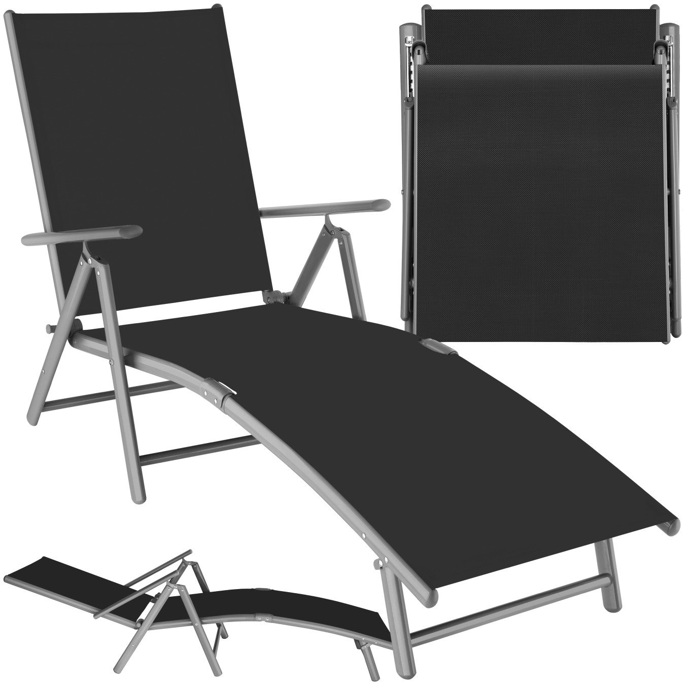 tectake Gartenliege Sonnenliege Marisol aus Aluminium, 7-stufig, 1 St., 7-f günstig online kaufen