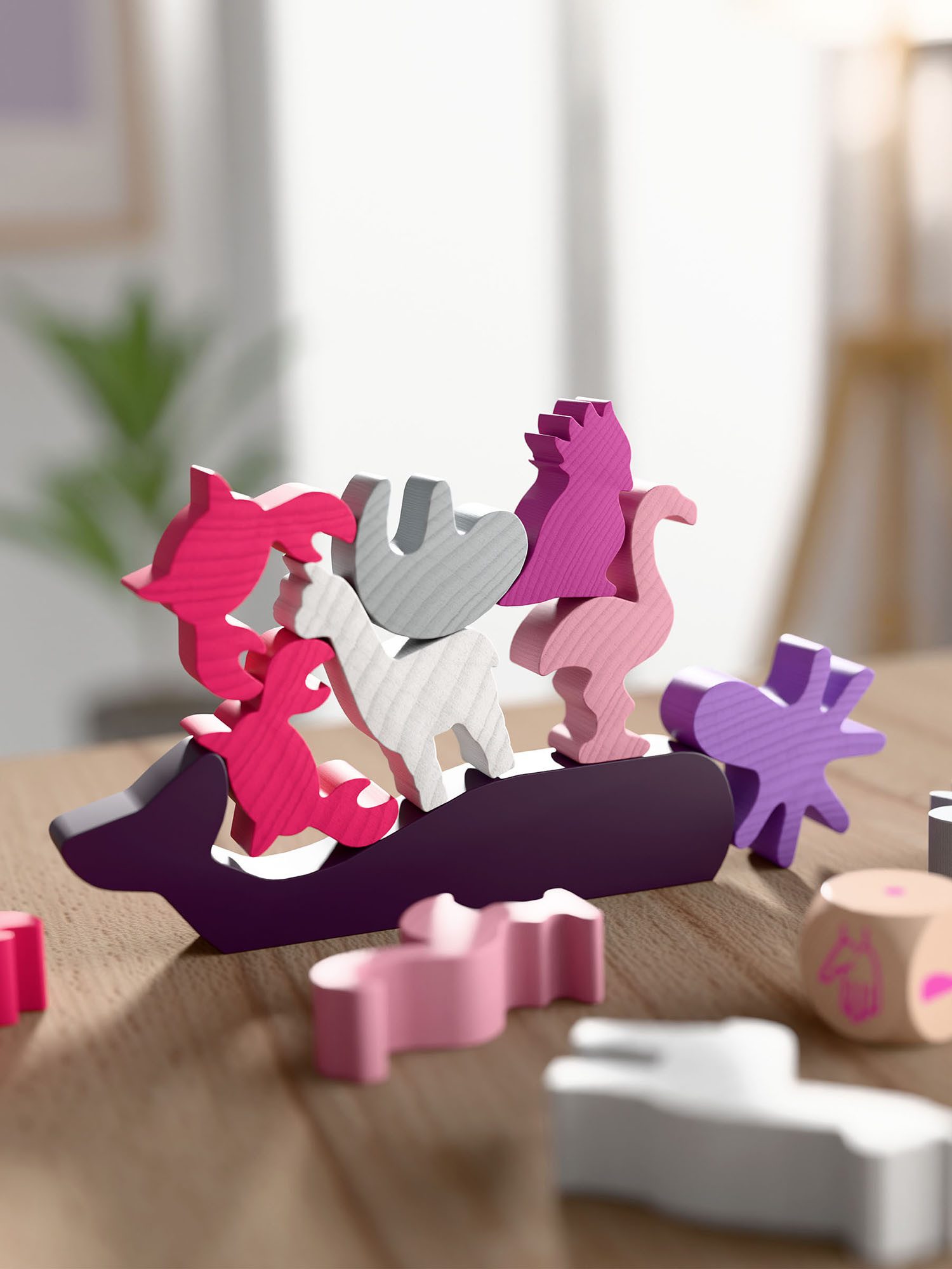 Haba Spiel Tier auf Tier Pink Edition, Gesellschaftsspiel, Brettspiel, Familienspiel