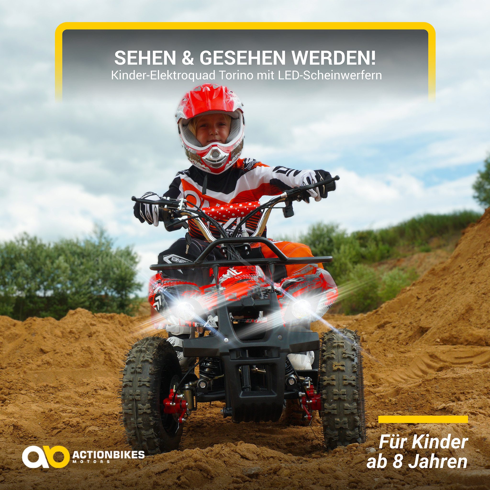 Actionbikes Motors Elektro-Kinderquad Kinder Elektroquad Torino ATV 1000W, Pocket Quad, gelochte Scheibenbremse, Kinderquad