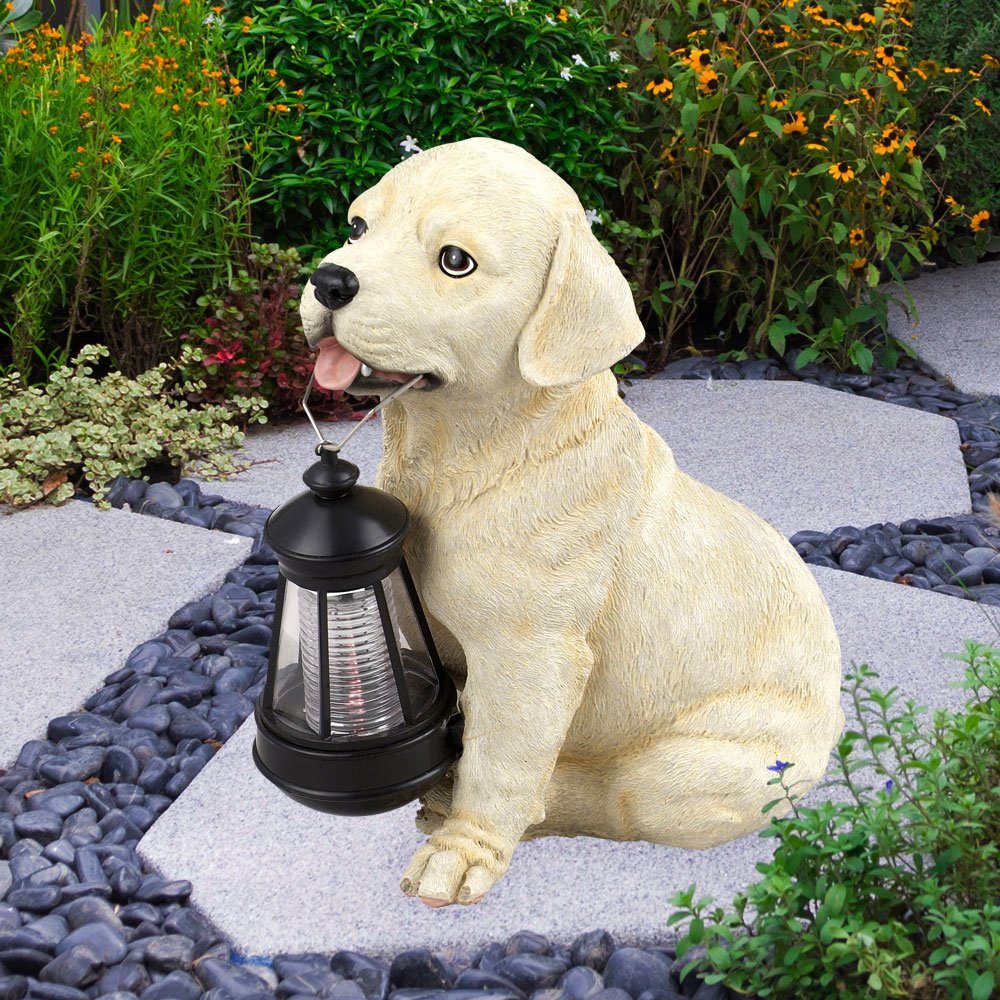 Dekofigur, etc-shop Solarleuchte LED Gartenlampe fest Hund, Akku Solarlampe Außenleuchte verbaut, LED-Leuchtmittel