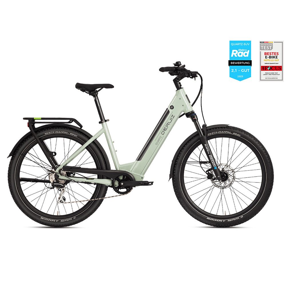 DERUIZ E-Bike Trekkingrad SUV 27,5″ E-Trekkingrad – 644 Wh Akku, 250 W Heckmotor bis 160km, 8 Gang SHIMANO Acera RD-M360 SGS Schaltwerk, Kettenschaltung, Hinterradmotor, 644 Wh, 8-Gang Shimano Acera, 100 mm Federgabel, Kettenschaltung