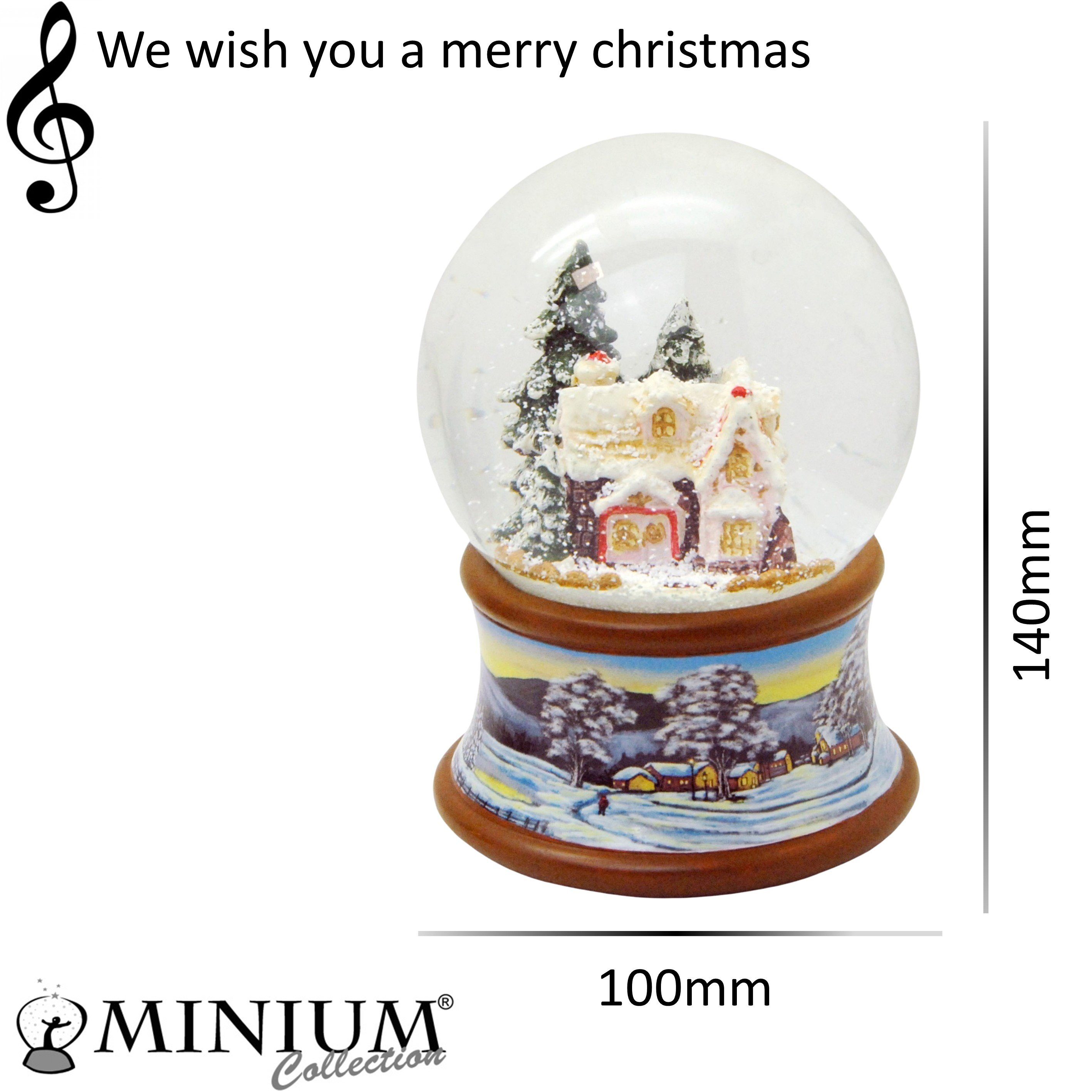 MINIUM-Collection Schneekugel Spieluhr 10 braun Winterlandschaft cm mit auf Zuckerbäckerhaus Sockel