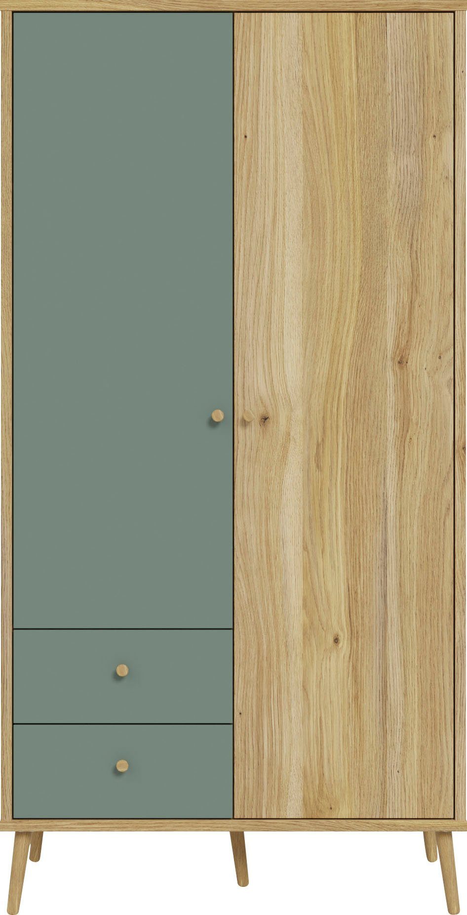 FORTE Kleiderschrank (B/H/T ca. 94,5x185,6x52,2 cm) Salbei, Drehtürenschrank, Stauraum