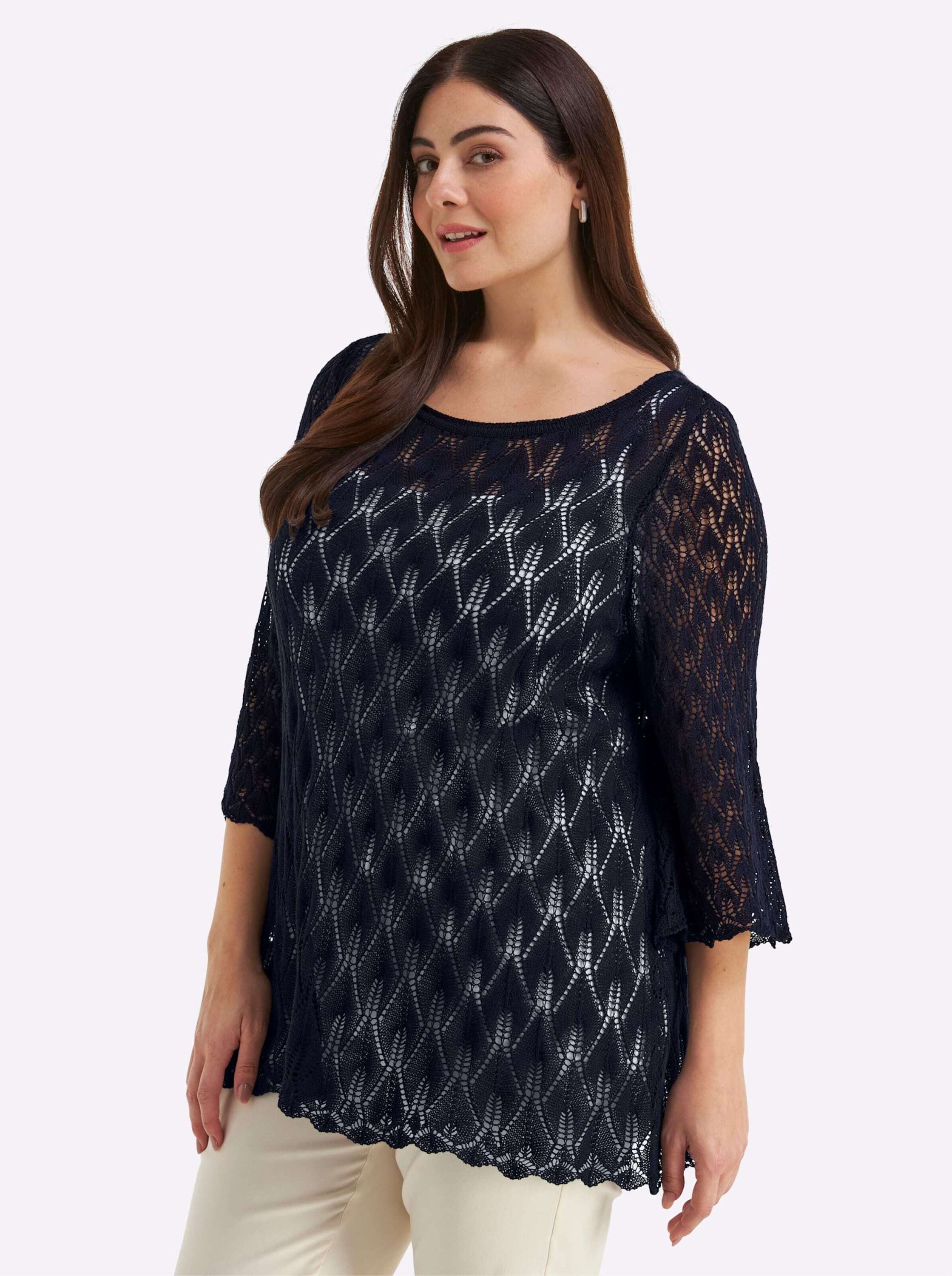 Sheego Strickpullover 3/4-Arm-Pullover 3/4-Arm Ajour