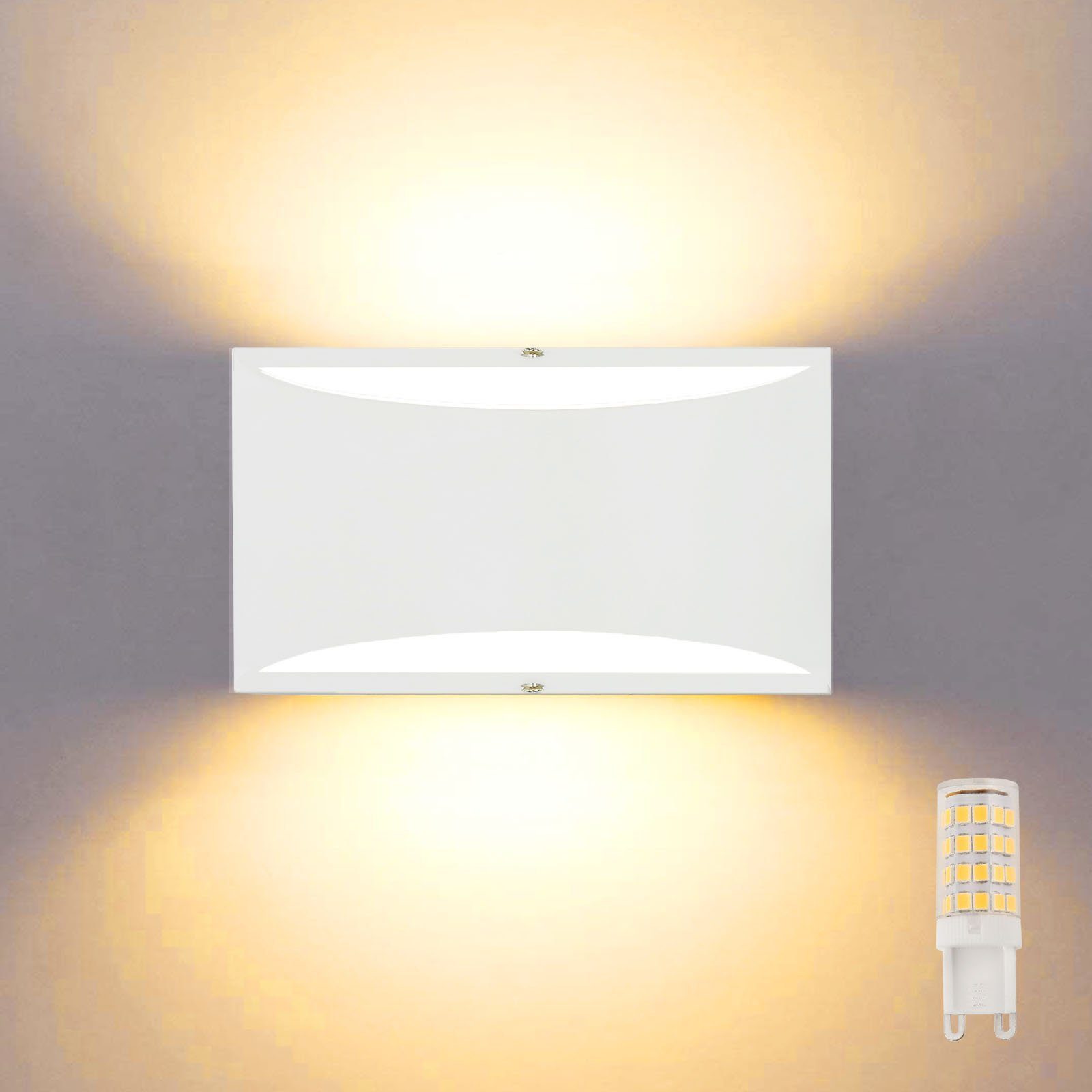 oyajia Wandleuchte 5W LED Wandleuchte Innen, Modern Weiß Gipsleuchte Design Wandlampen, LED wechselbar, Wandleuchte aus Aluminium, für Wohnzimmer, Schlafzimmer, Flur, Küche 1 Stück
