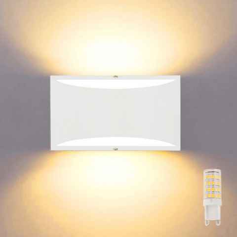 oyajia Wandleuchte 5W LED Wandleuchte Innen, Modern Weiß Gipsleuchte Design Wandlampen, LED wechselbar, Wandleuchte aus Aluminium, für Wohnzimmer, Schlafzimmer, Flur, Küche