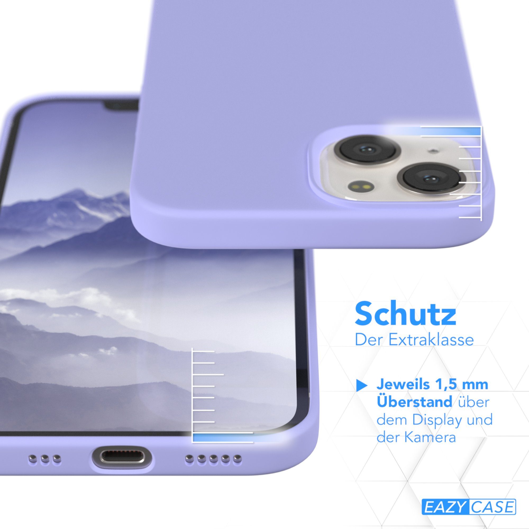 EAZY CASE Handyhülle Premium Silikon Case für Apple iPhone 13 6,1 Zoll, Handytasche aus Silikon Slimcover stoßfest Violett / Lila Lavendel