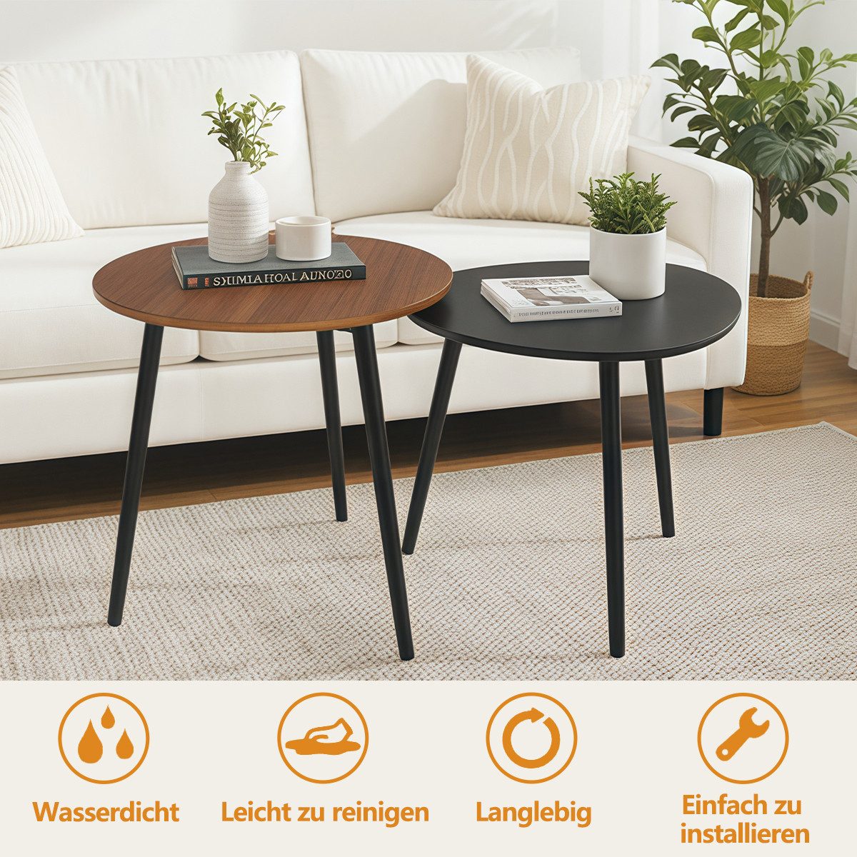 Simloveve Couchtisch 2er Set Beistelltisch Satztisch Wohnzimmertisch Kaffeetisch – Bild 5 von 5
