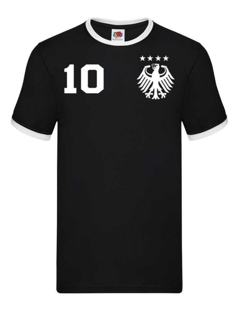 Blondie & Brownie T-Shirt Herren Deutschland Germany Sport Trikot Fußball Meister WM Europa Weiss/Schwarz