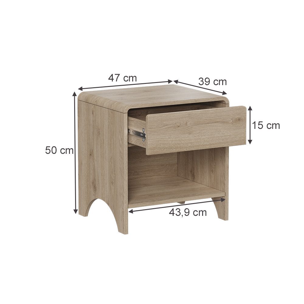 Vicco Nachtschrank Oaki, Eiche, 2er Set (2-St)