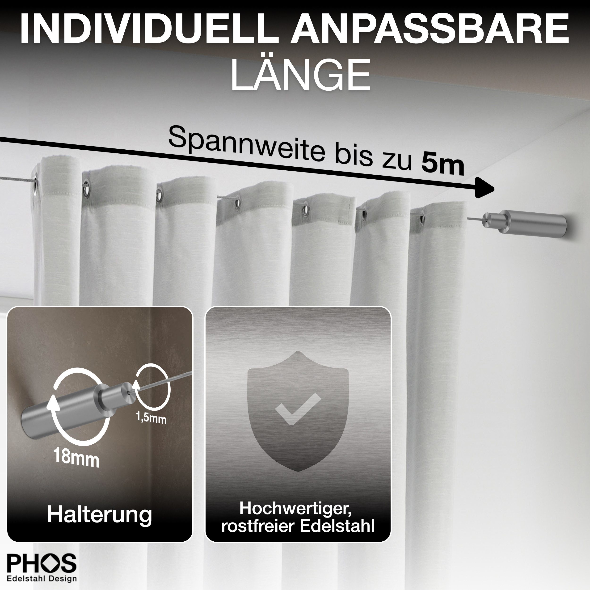 PHOS Design Seilspanngarnitur Seilspannsystem axial, Vorhänge, günstig online kaufen