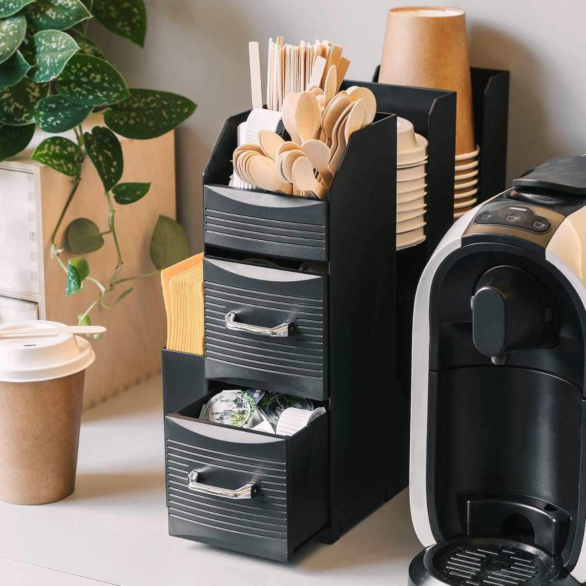 Navaris Kapselspender Navaris Kaffee Organizer mit Fächern für Kaffeezubehör – Bild 2 von 5