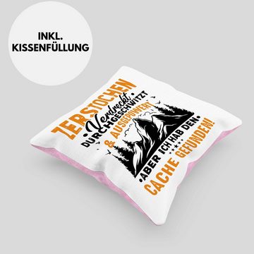 Trendation Dekokissen Trendation - Geocaching Kissen Geschenk Lustiger Spruch GPS-Schnitzeljag Geschenkidee Pfadfinder Geburtstag Geocacher Dekokissen mit Füllung 40x40