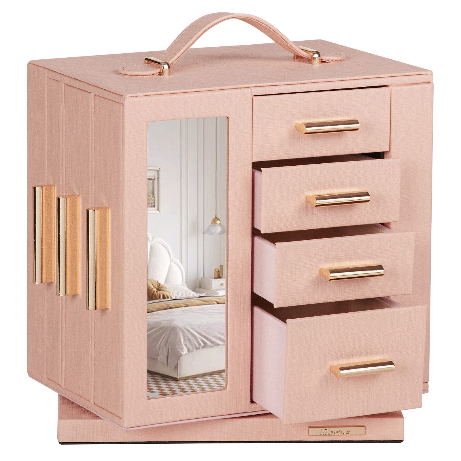 Yorbay Schmuckkasten 360° drehbar Schmuckkästchen mit 7 Schubladen, Fenster günstig online kaufen