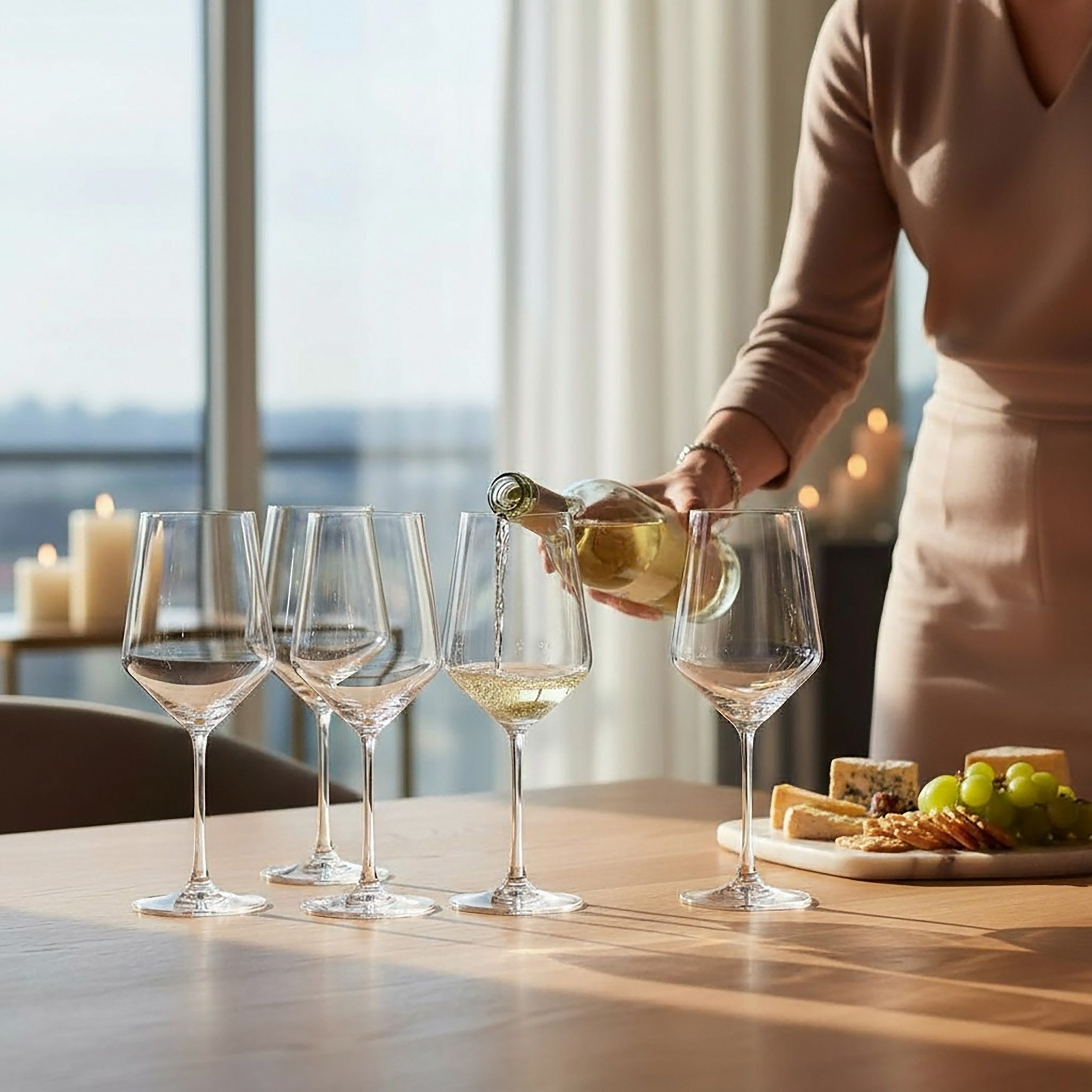 Spetebo Weißweinglas Kristall Glas kratzfest 6er Set, Glas, Spülmaschine geeignet – Bild 4 von 5