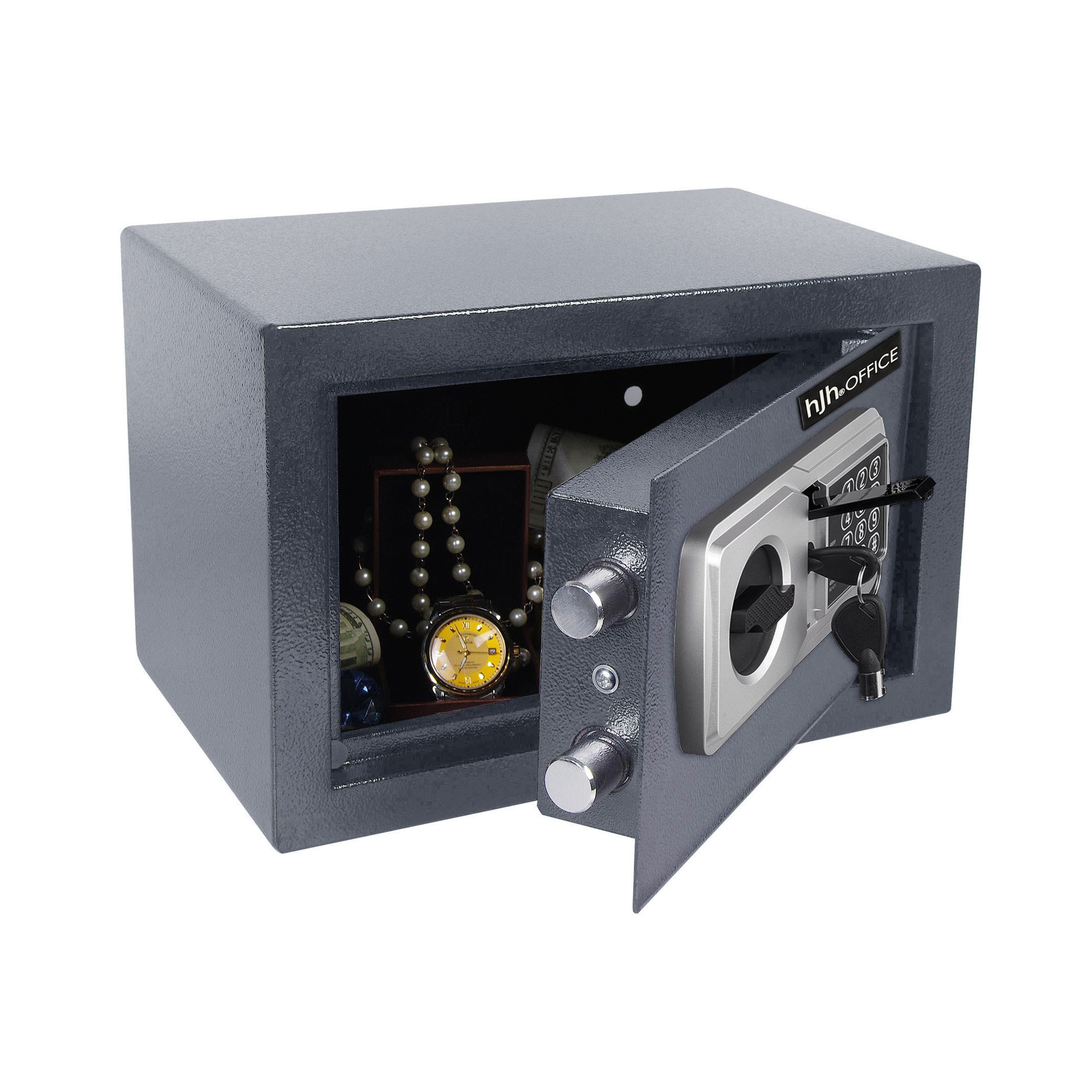 hjh OFFICE Möbeltresor Tresor Safe Compact Basic Stahl, Elektronischer Safe mit individuell einstellbarem PIN-Code, 35x25x25cm
