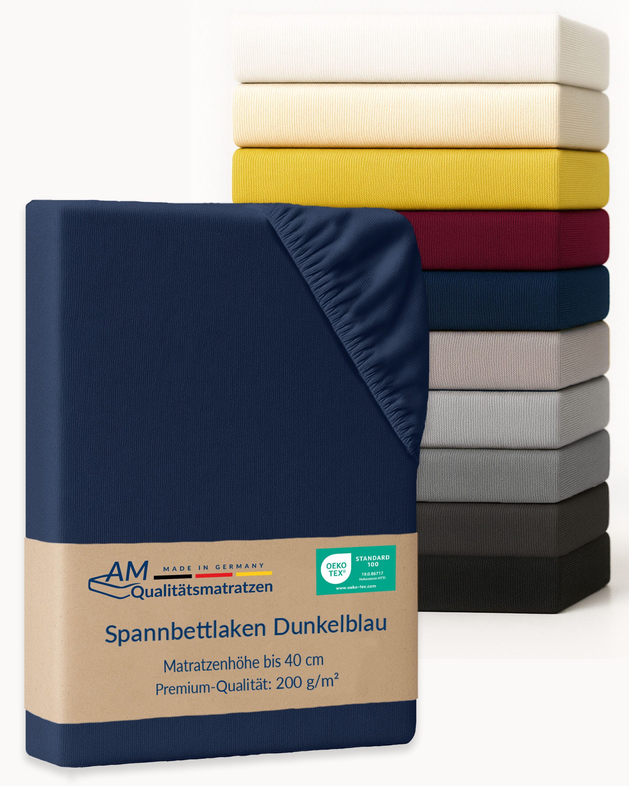 AM Qualitätsmatratzen Spannbettlaken Baumwolle dunkelblau, Bettlaken günstig online kaufen