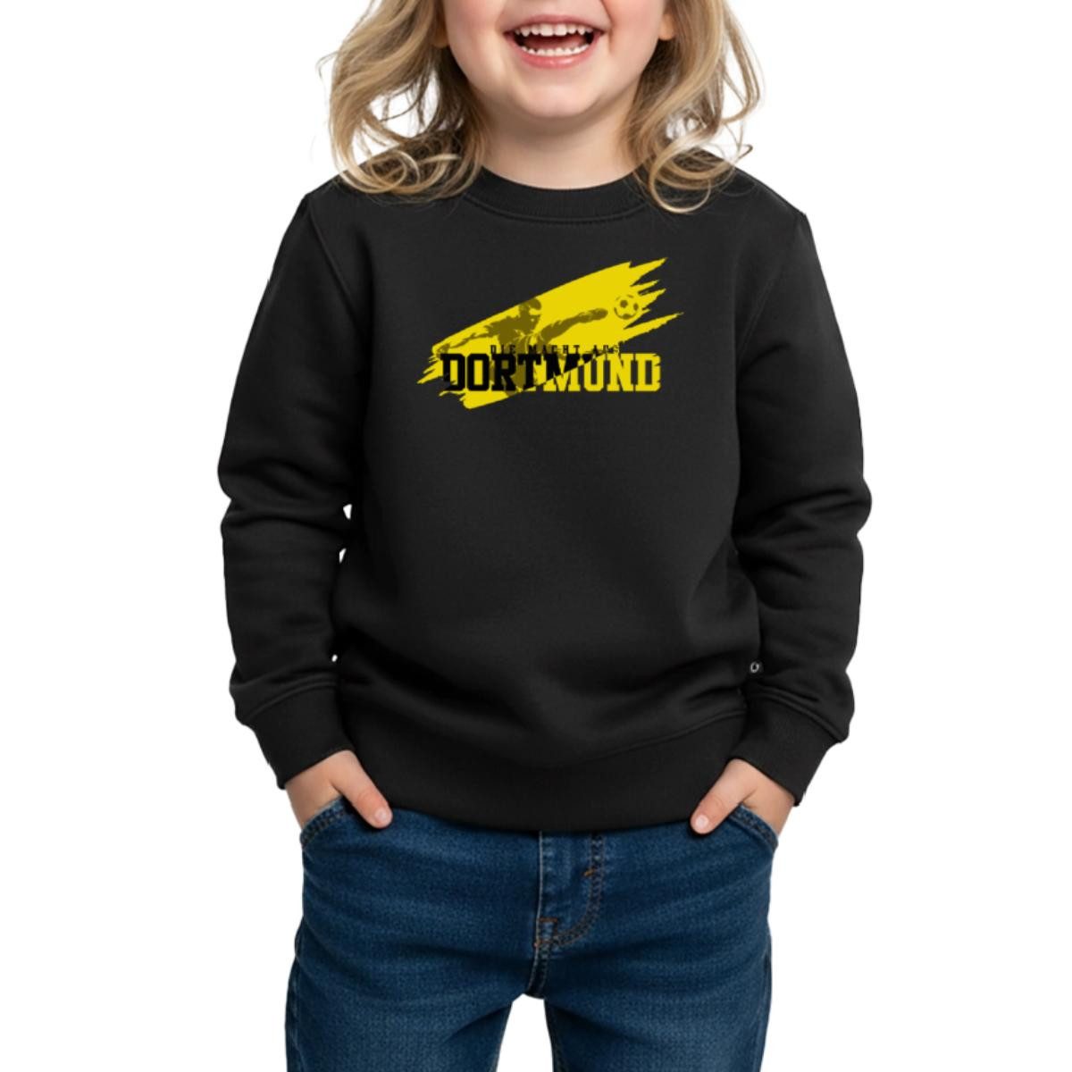 Spreadshirt Sweatshirt Die Macht Aus Dortmund Schwarz-Gelb Fußball Fan Kinder Premium Pullove (1-tlg)