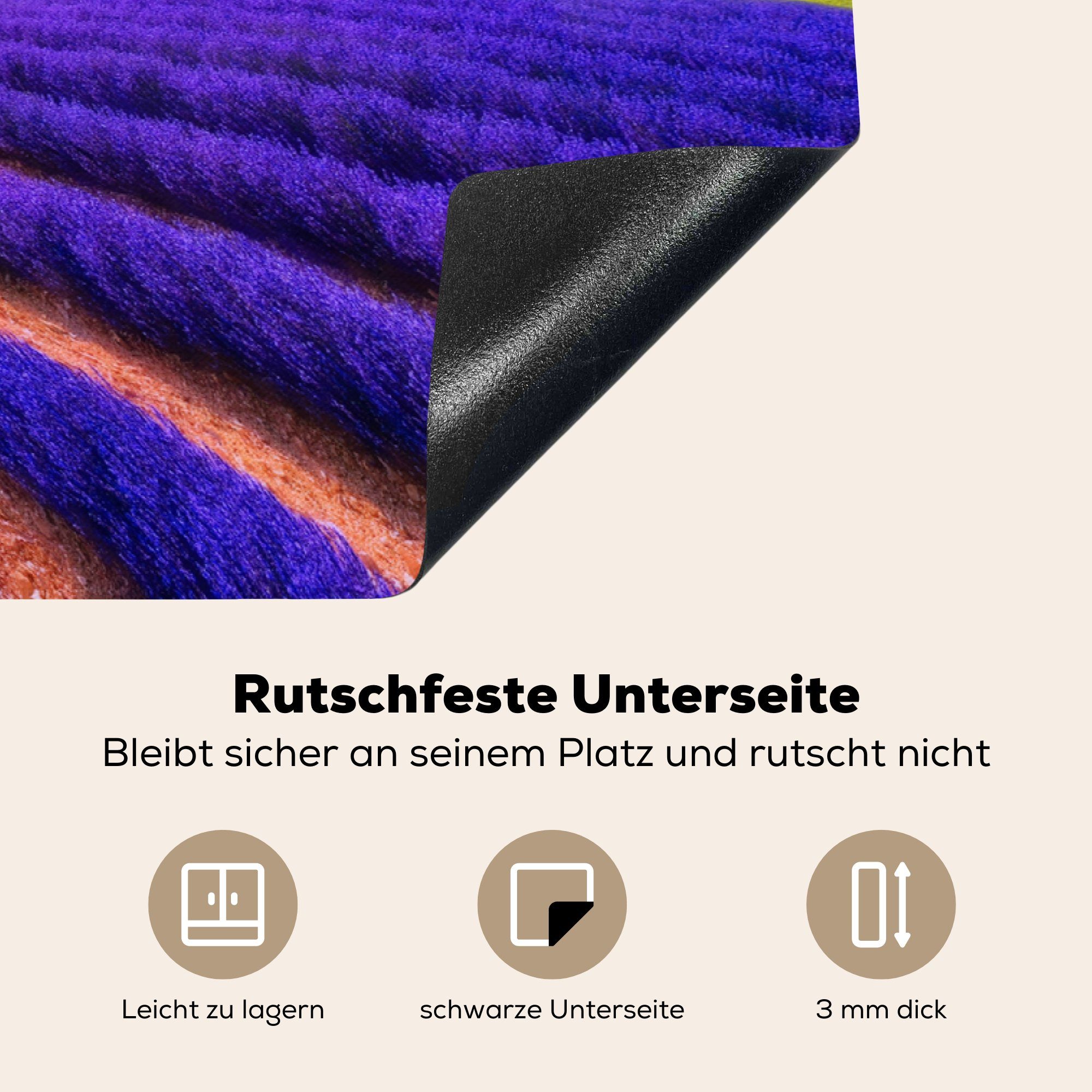 Induktionskochfeld für die Vinyl, küche, cm, eines Ceranfeldabdeckung Gemälde tlg), Schutz (1 Lavendelfeldes, 81x52 Herdblende-/Abdeckplatte MuchoWow