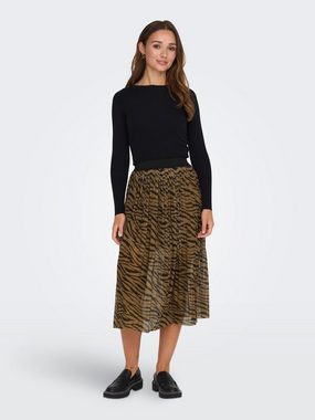 JACQUELINE de YONG Sommerrock Plissee Rock Jersey Midi Skirt Langer Faltenrock Strech Bund 6206 in Braun